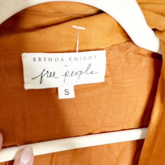 Free People Brenda Knight Womens Suede Trench Coat Belted Rusty Orange Small - Picture 7 of 7